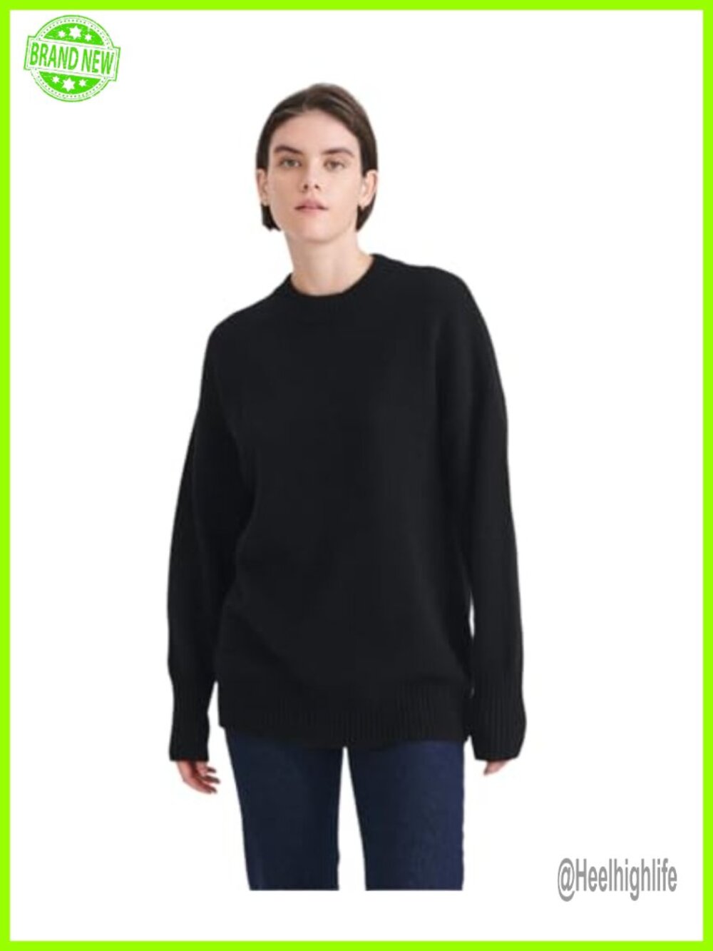 Luxe 100% Cashmere Oversized Crewneck Tunic Sweater Pullover